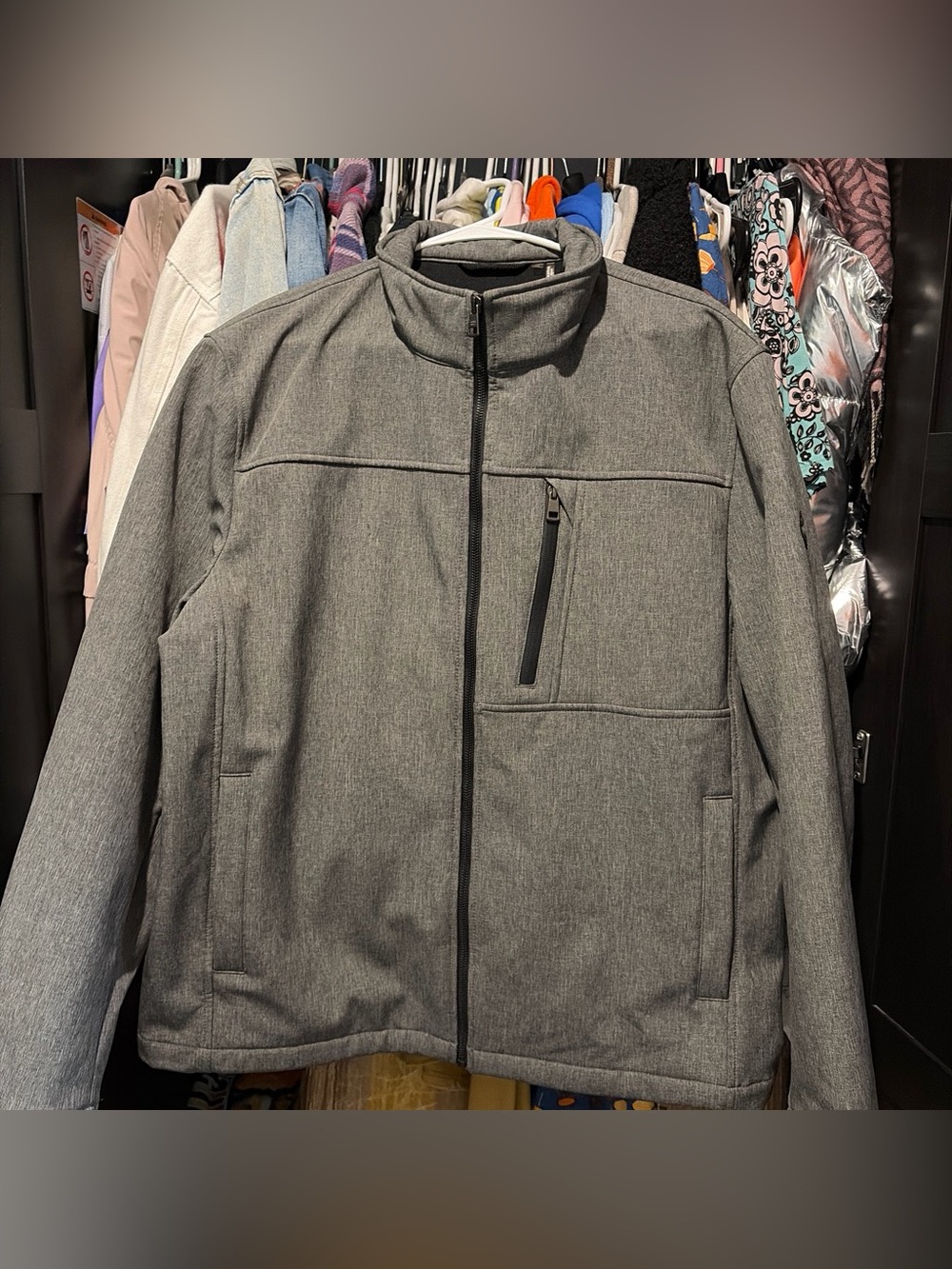 Calvin Klein Men's Gray Softshell Jacket - Lightweight Zip-Up